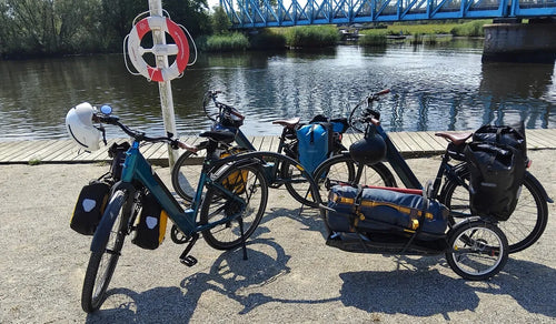 Meerdere Fiido C11 e-bikes tijdelijk geparkeerd langs de weg