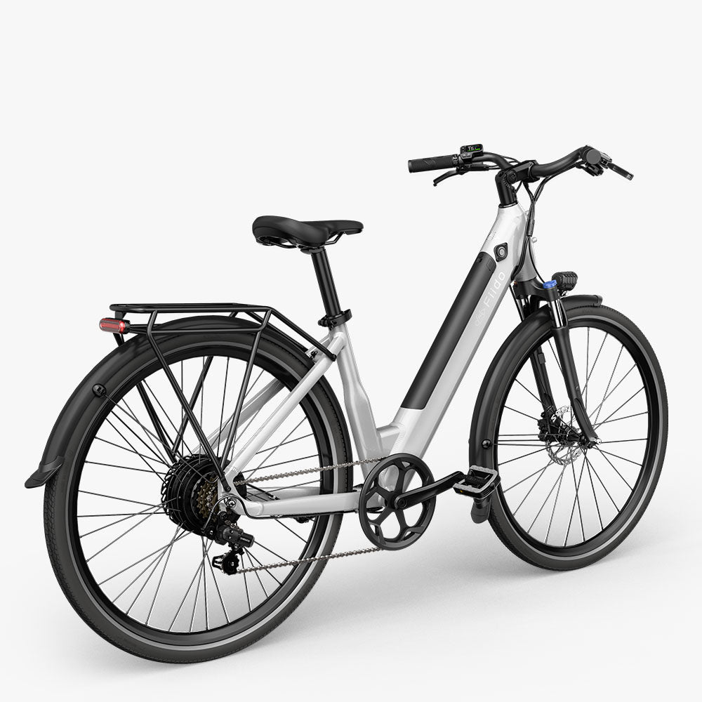 Witte Fiido C11 Stadsfiets E-bike Linkerzijde Weergave